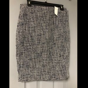 Tweed skirt knee length, blue & white.